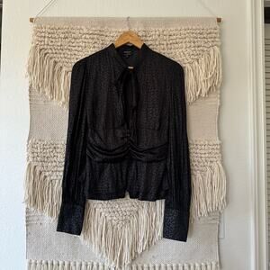 Bardot Black Satin Tie Top